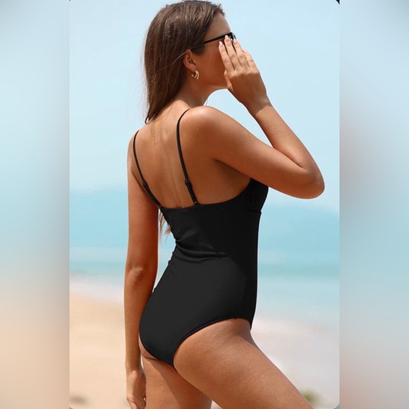 SHEKINI Black Strappy Cross Lace Up One Piece Swimsuit  PLUS SIZE 4X - Picture 5 of 5